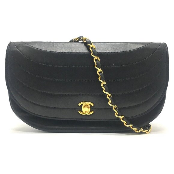 CHANEL Handbags - CHANEL Pochette Chain bag Shoulder Bag Lambskin Leather Black/GoldHardware